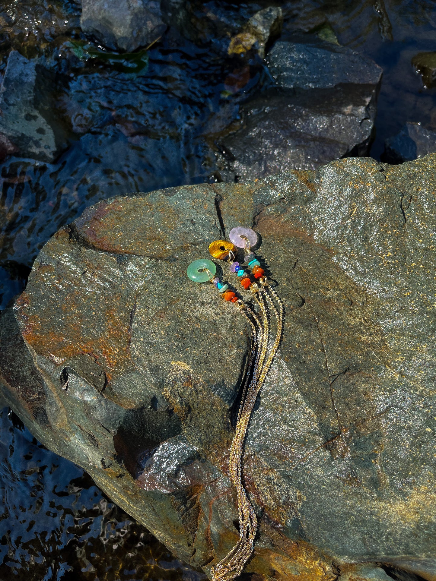 7 Chakra Rose Quartz Necklace