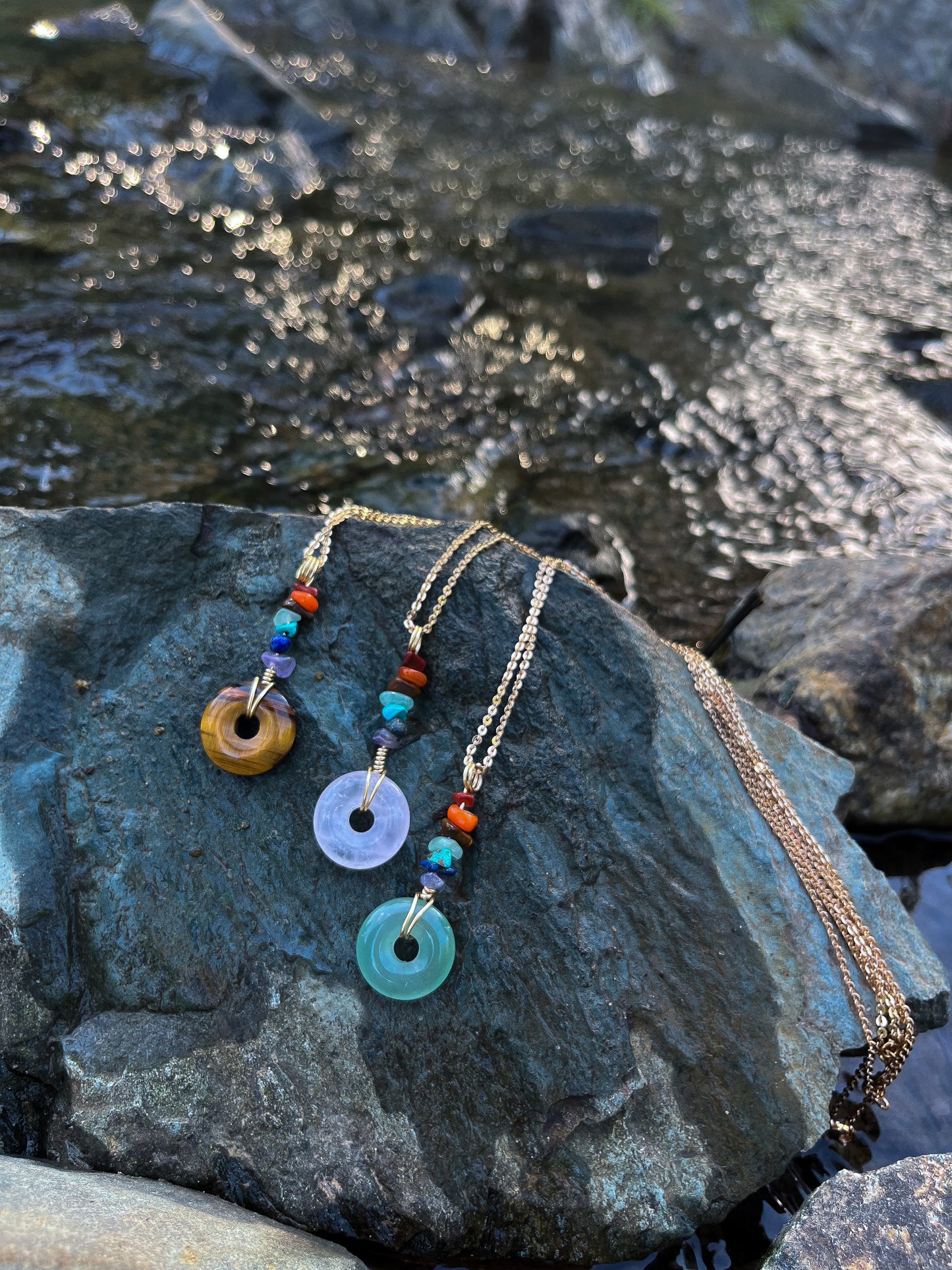 7 Chakra Tigers Eye Necklace