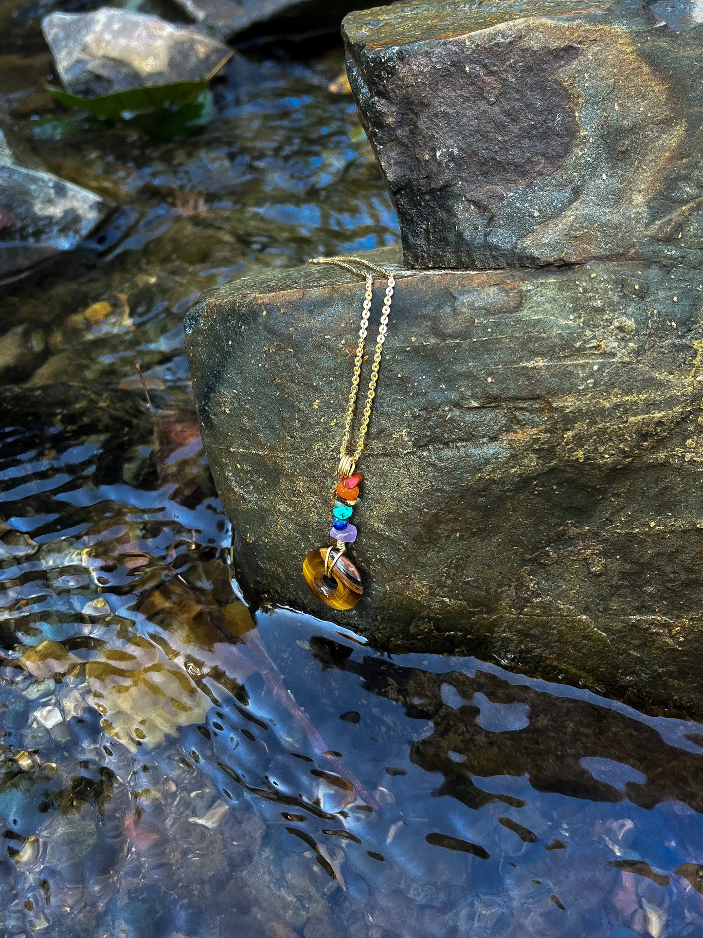 7 Chakra Tigers Eye Necklace