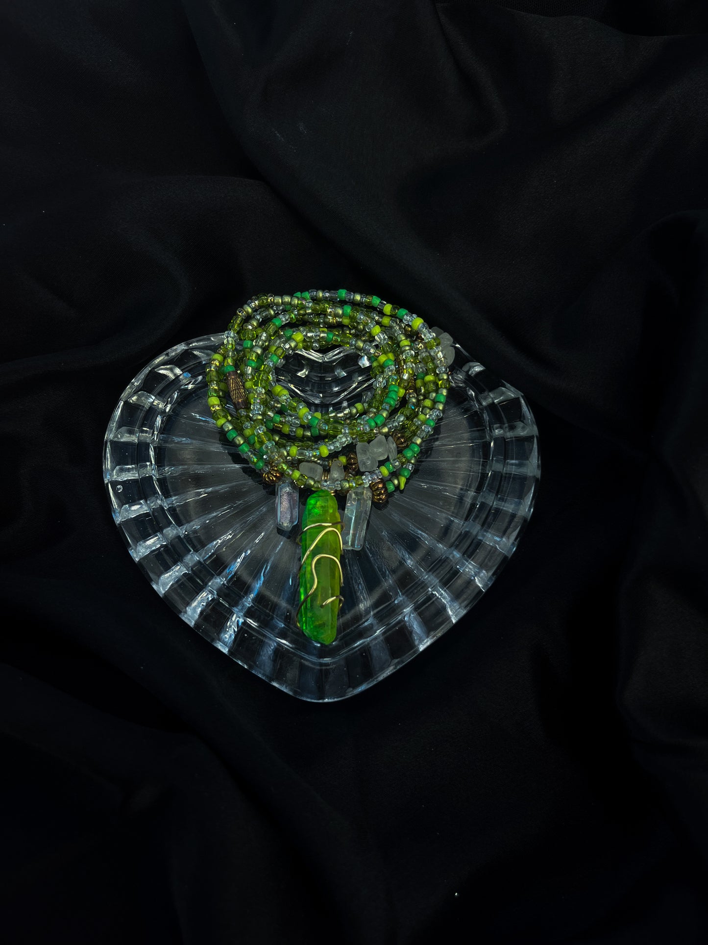 AURA DE CUARZO VERDE CUENTAS DE CINTURA CURATIVAS