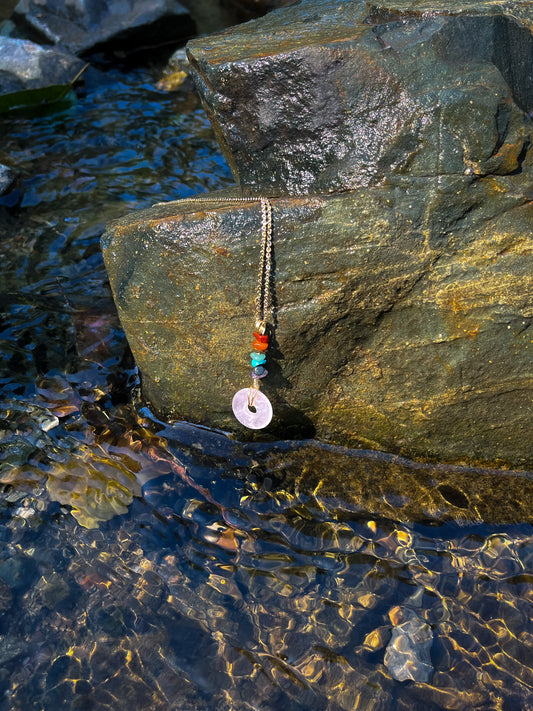 7 Chakra Rose Quartz Necklace