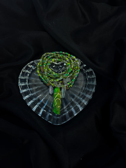 AURA DE CUARZO VERDE CUENTAS DE CINTURA CURATIVAS
